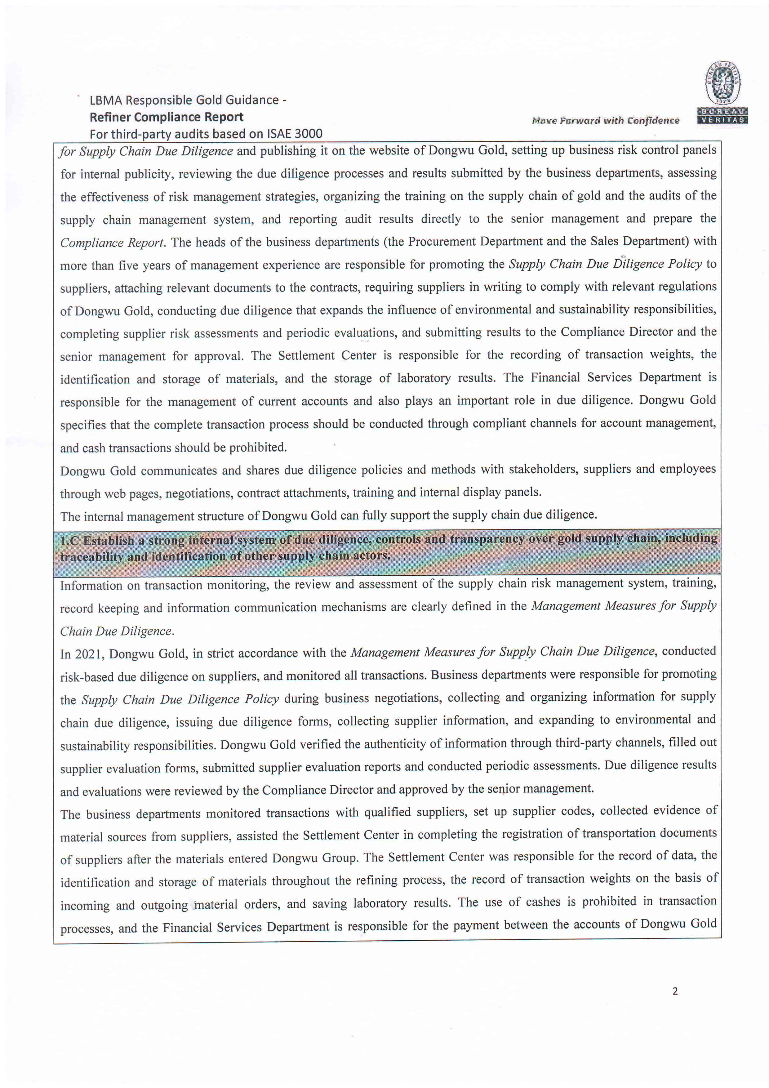 Dongwu Gold Refiner Compliance Report 2021（images 2）