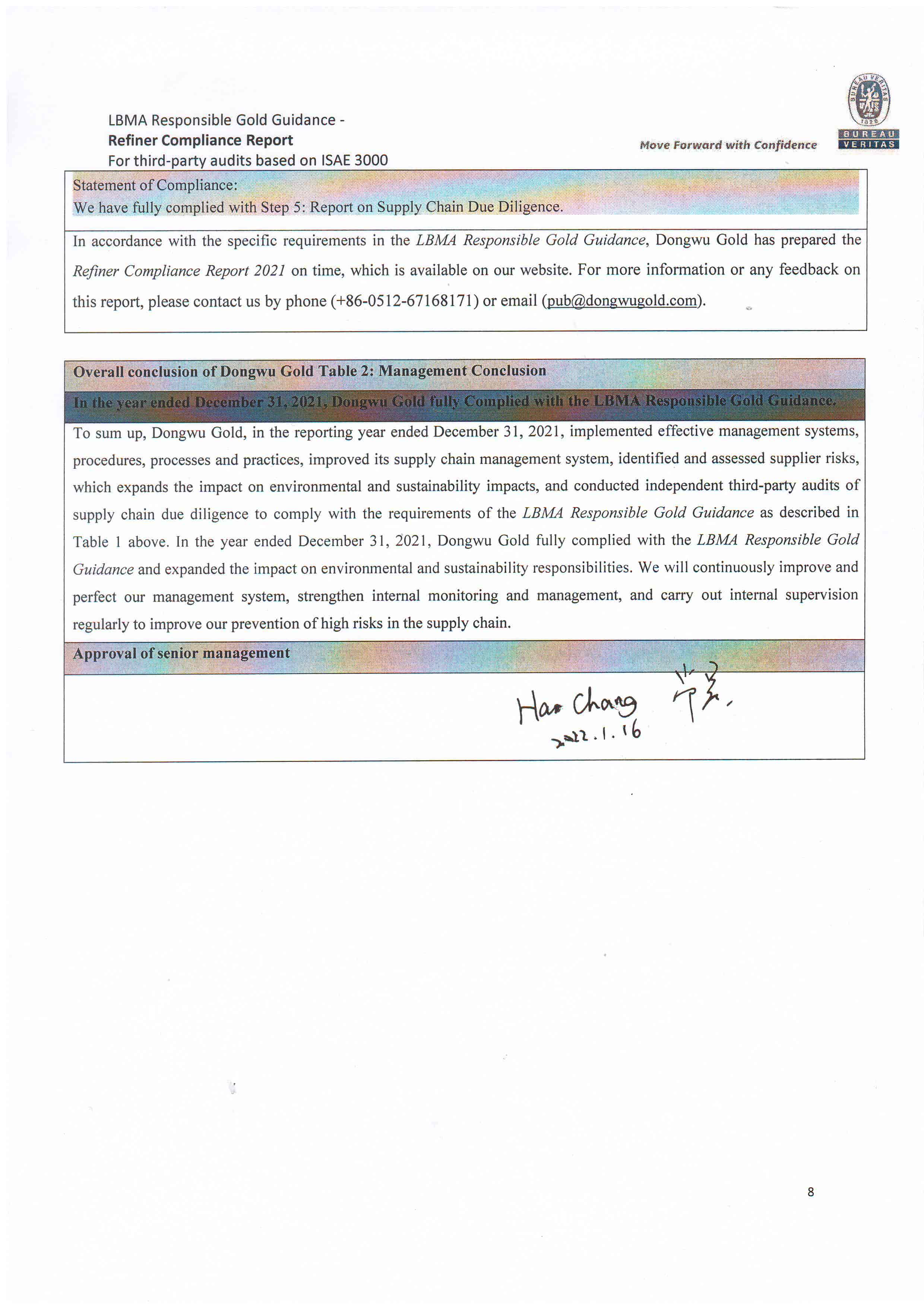 Dongwu Gold Refiner Compliance Report 2021（images 8）