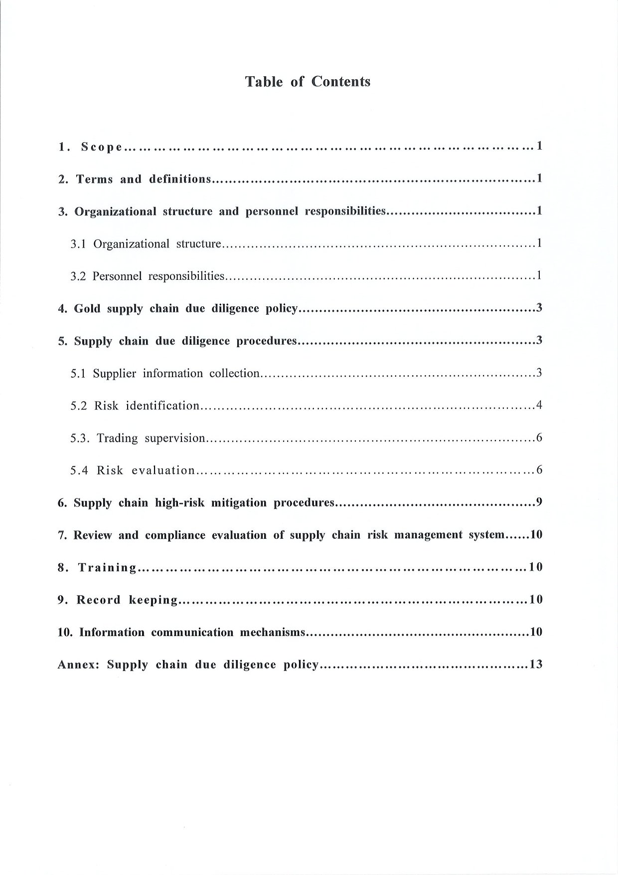 Management Measures for Supply Chain Due Diligence Dongwu Gold Group Co., Ltd（Version: G）（images 2）