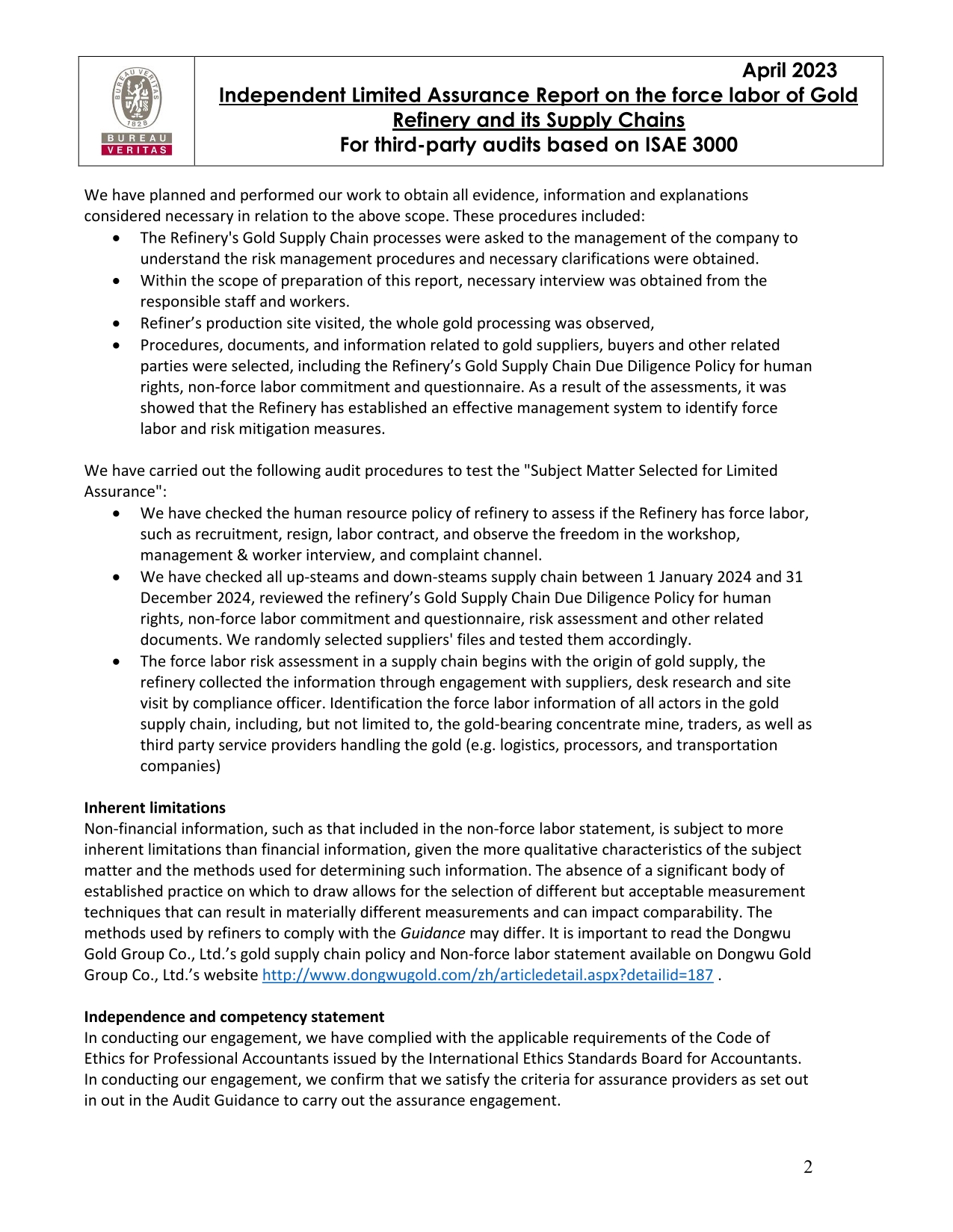 Additional Limited Assurance Report_Gold_Dongwu Gold Group Co., Ltd._China（images 2）