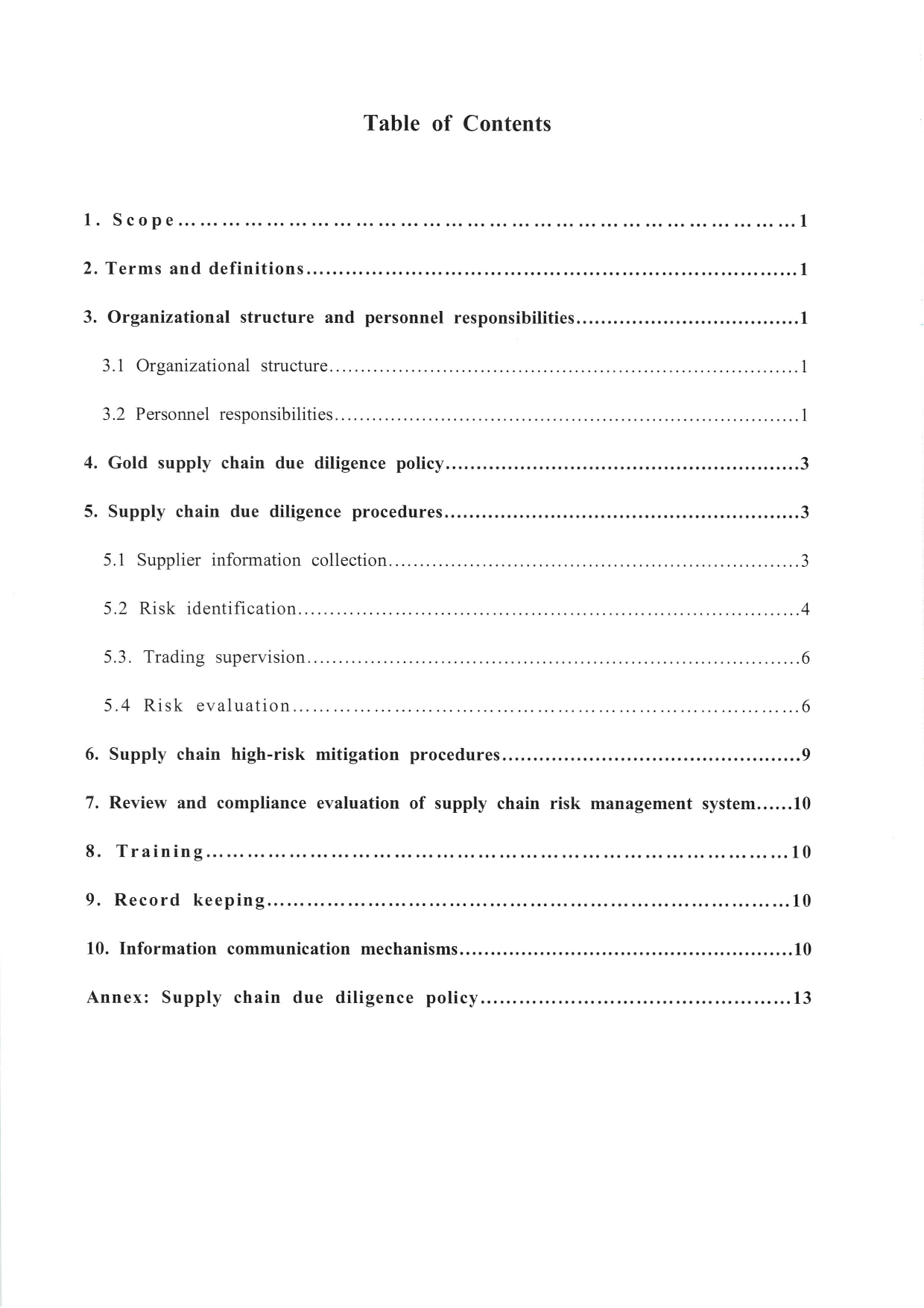 Management Measures for Supply Chain Due Diligence Dongwu Gold Group Co., Ltd（Version: H）（images 2）