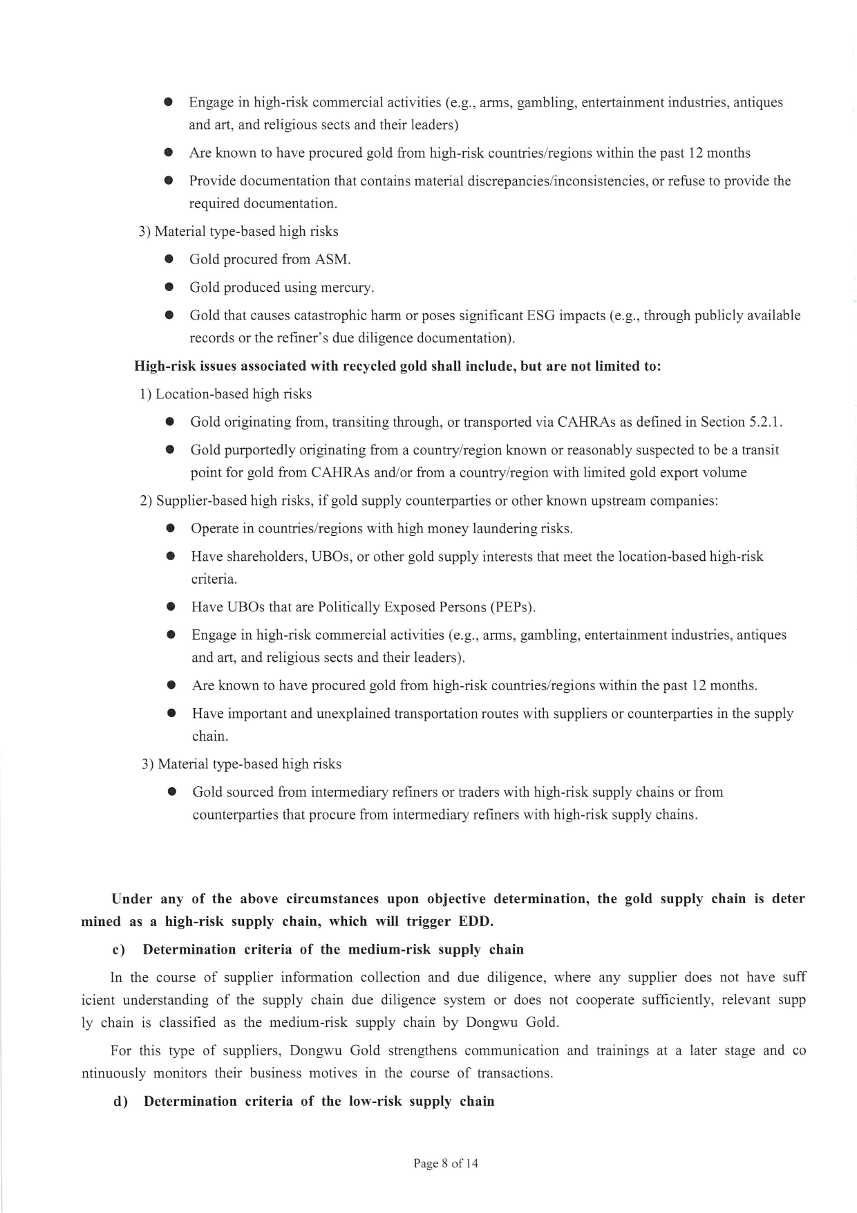 Management Measures for Supply Chain Due Diligence Dongwu Gold Group Co., Ltd（Version: H）（images 10）